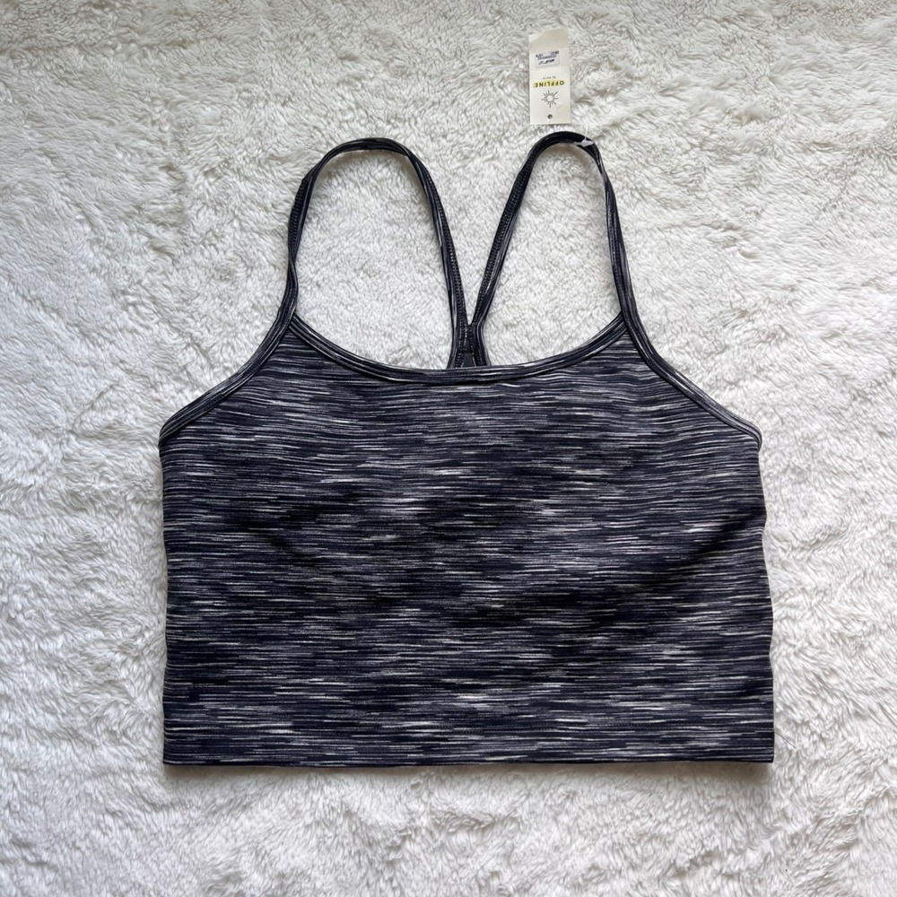 OFFLINE by Aerie The Hugger Recharge Space Dye Sports Bra Black White Small NWT